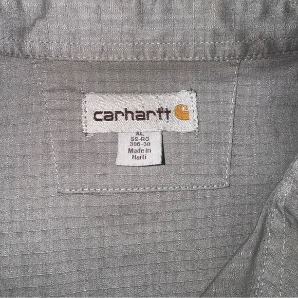 Carhartt Thrashed Distressed Men Size XL Ripstop Button-Down SS Work Shirt Gray - Picture 6 of 9